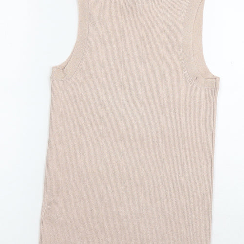 Marks and Spencer Womens Beige Viscose Basic Tank Size 10 Round Neck