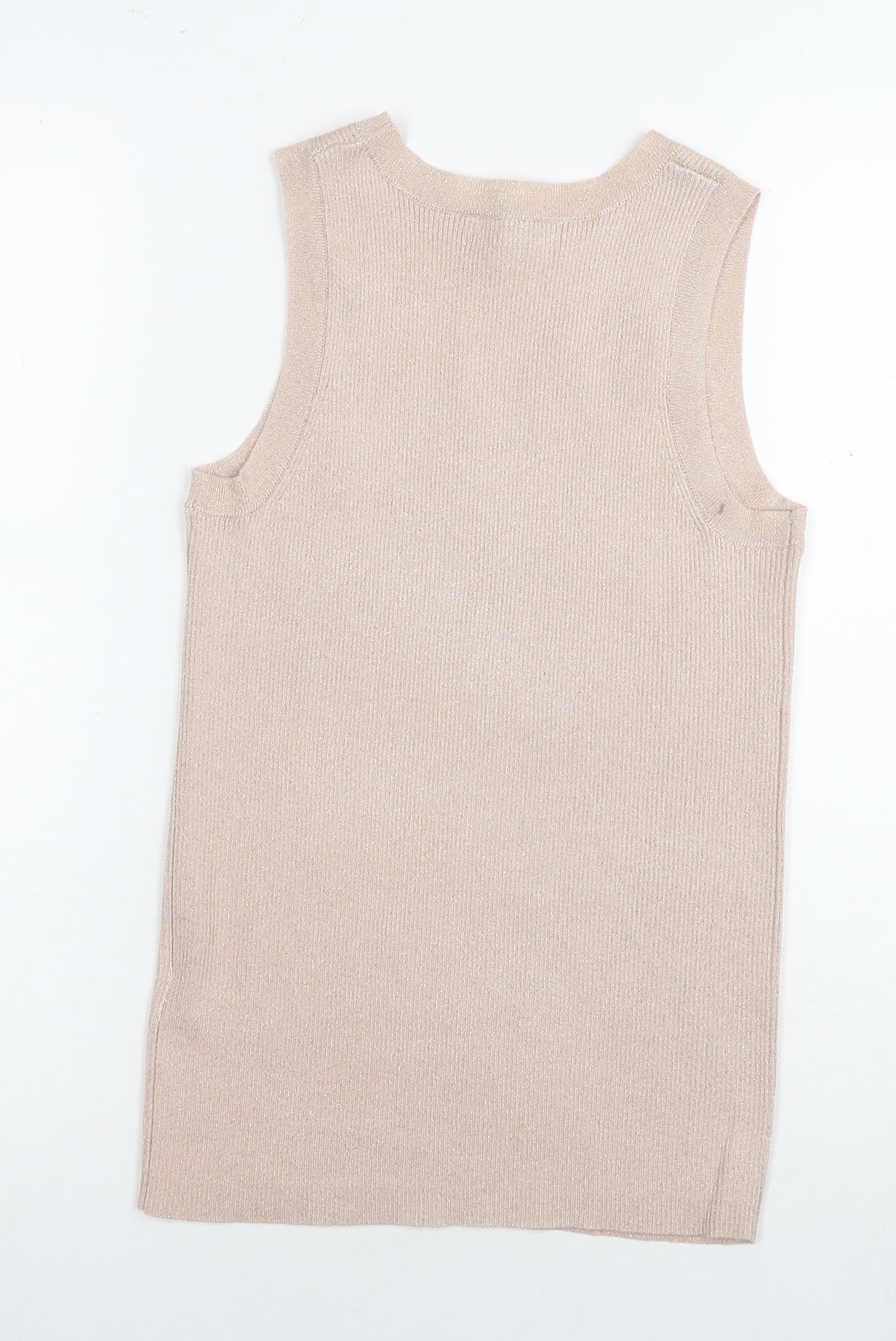 Marks and Spencer Womens Beige Viscose Basic Tank Size 10 Round Neck