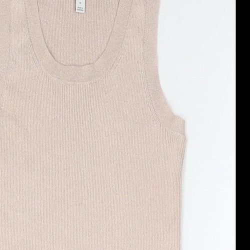 Marks and Spencer Womens Beige Viscose Basic Tank Size 10 Round Neck