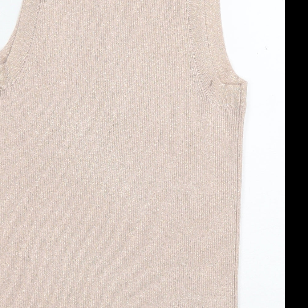 Marks and Spencer Womens Beige Viscose Basic Tank Size 10 Round Neck