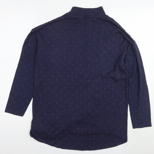 Marks and Spencer Womens Blue Round Neck Polka Dot Viscose Pullover Jumper Size 12