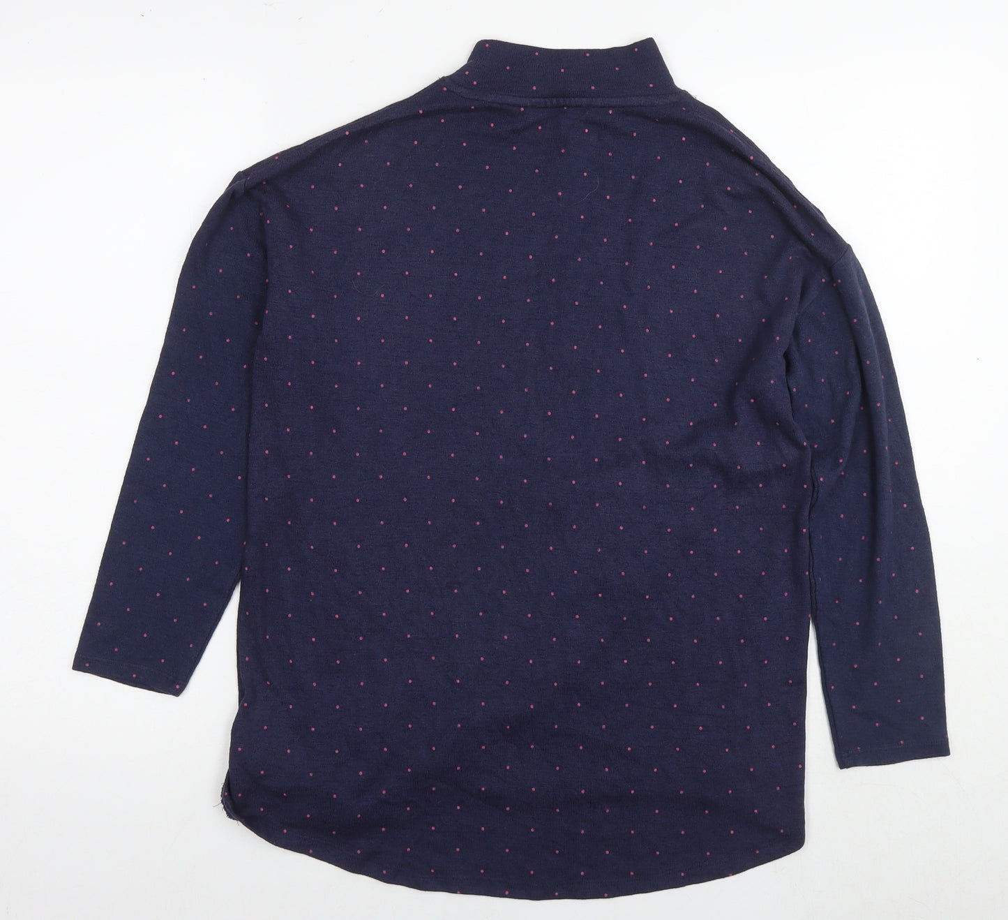 Marks and Spencer Womens Blue Round Neck Polka Dot Viscose Pullover Jumper Size 12