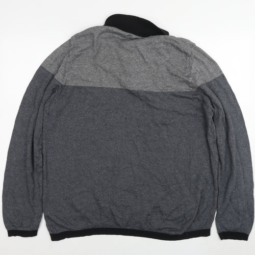 River Island Mens Blue Collared Cotton Pullover Jumper Size XL Long Sleeve