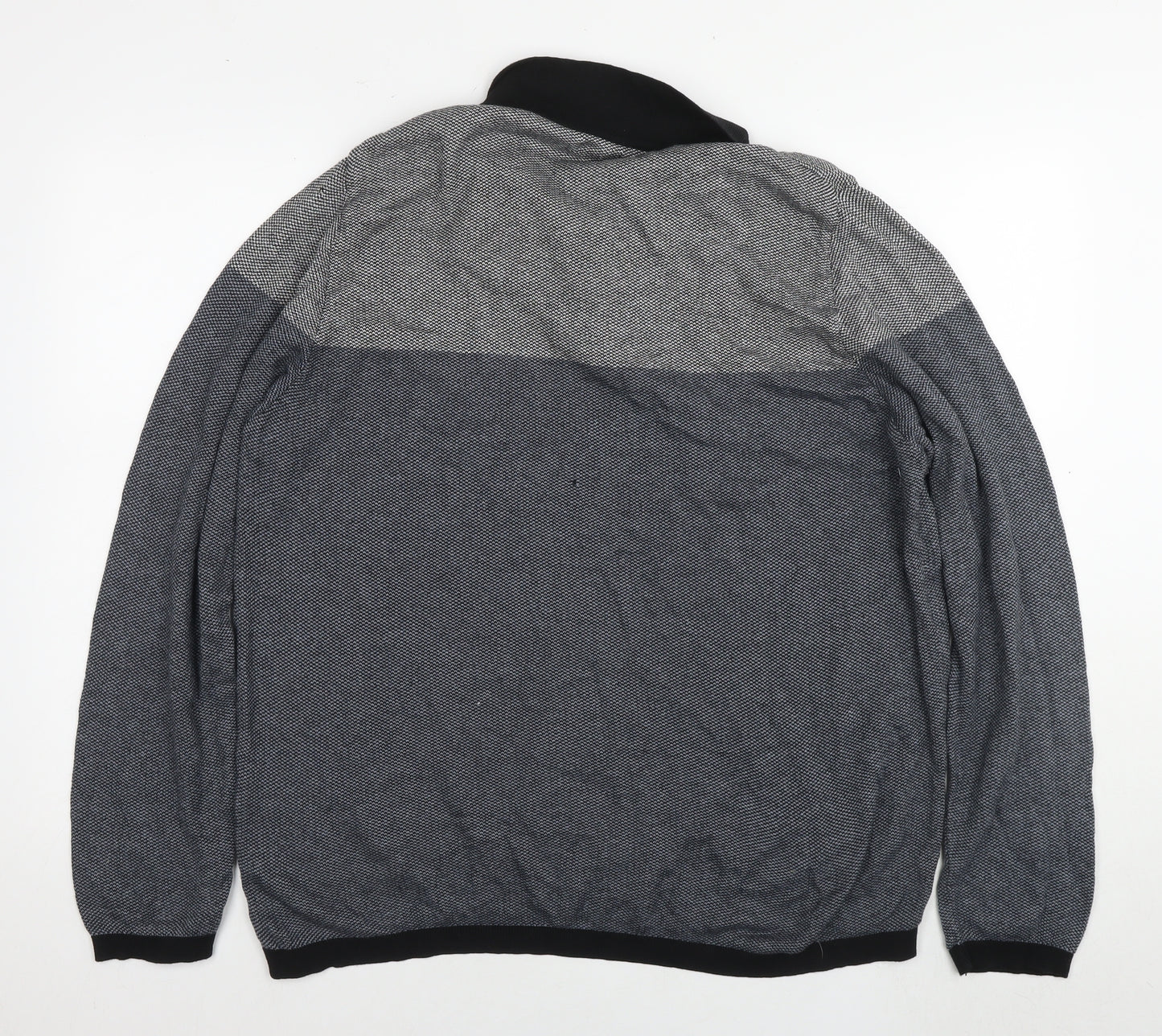 River Island Mens Blue Collared Cotton Pullover Jumper Size XL Long Sleeve