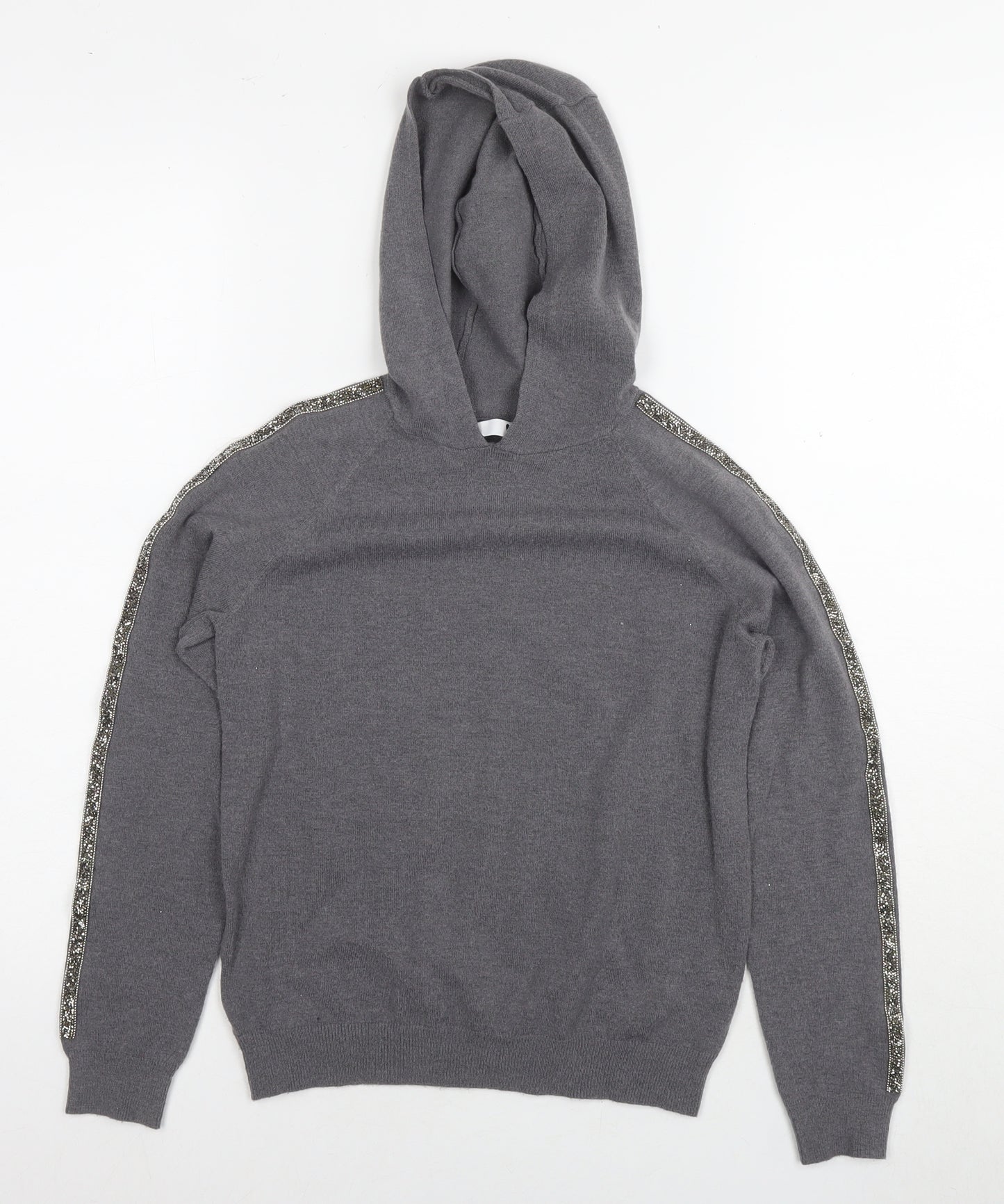 Very Girls Grey Polyester Pullover Hoodie Size 11-12 Years Pullover - Glitter Detail