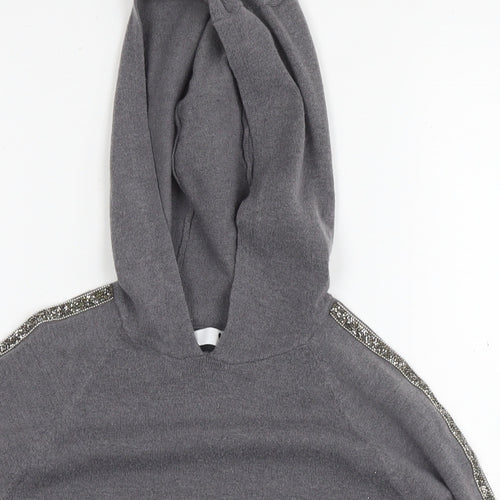 Very Girls Grey Polyester Pullover Hoodie Size 11-12 Years Pullover - Glitter Detail