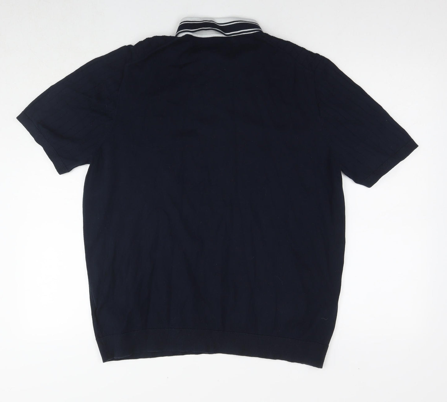 Marks and Spencer Mens Blue Cotton Polo Size XL Collared Pullover
