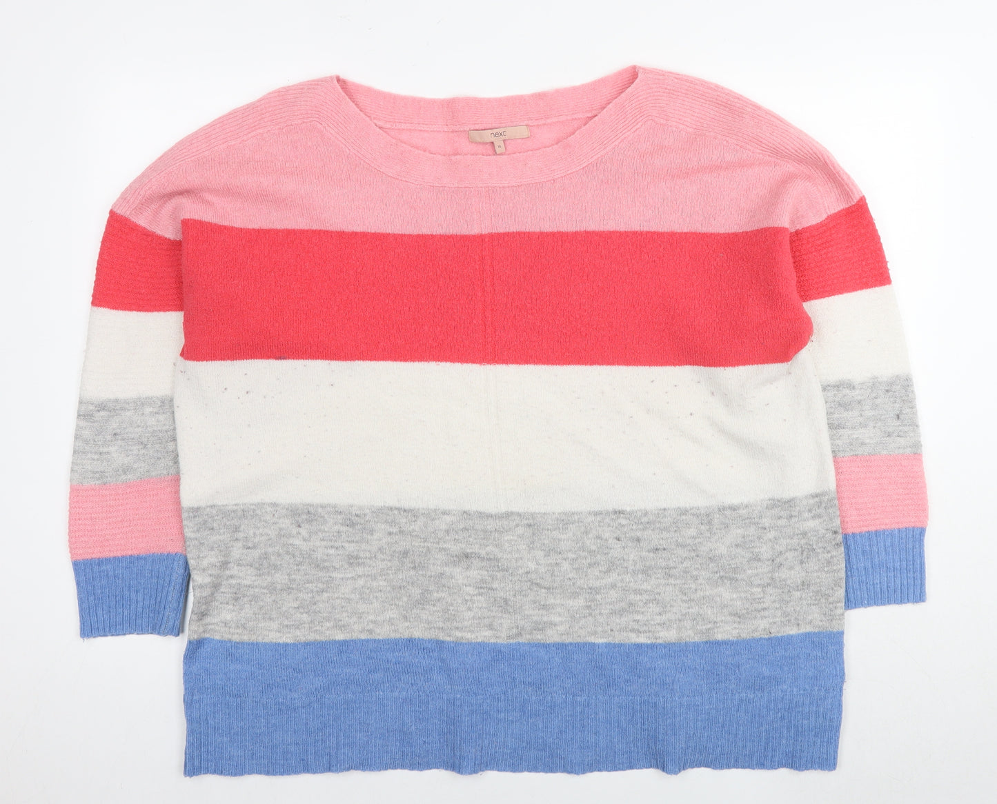 Next Womens Multicoloured Round Neck Striped Acrylic Pullover Jumper Size XL