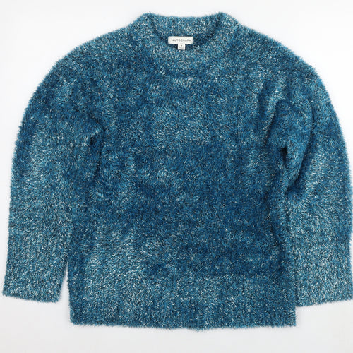 Autograph Womens Blue Round Neck Polyester Pullover Jumper Size 8 - Shaggy Style