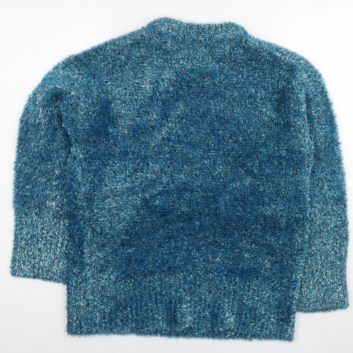 Autograph Womens Blue Round Neck Polyester Pullover Jumper Size 8 - Shaggy Style