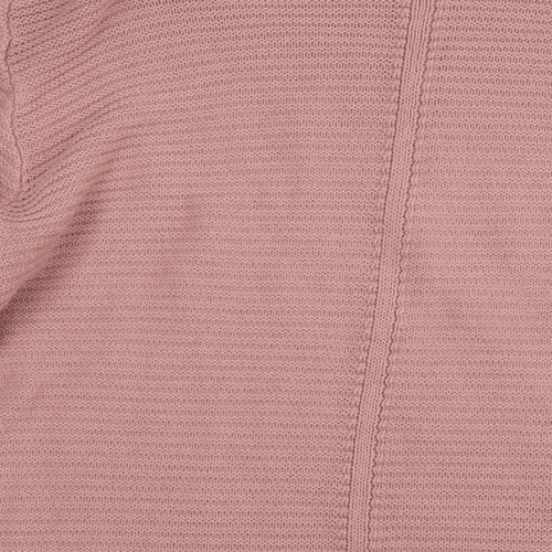 Bonmarché Womens Pink Round Neck Striped Acrylic Pullover Jumper Size 22