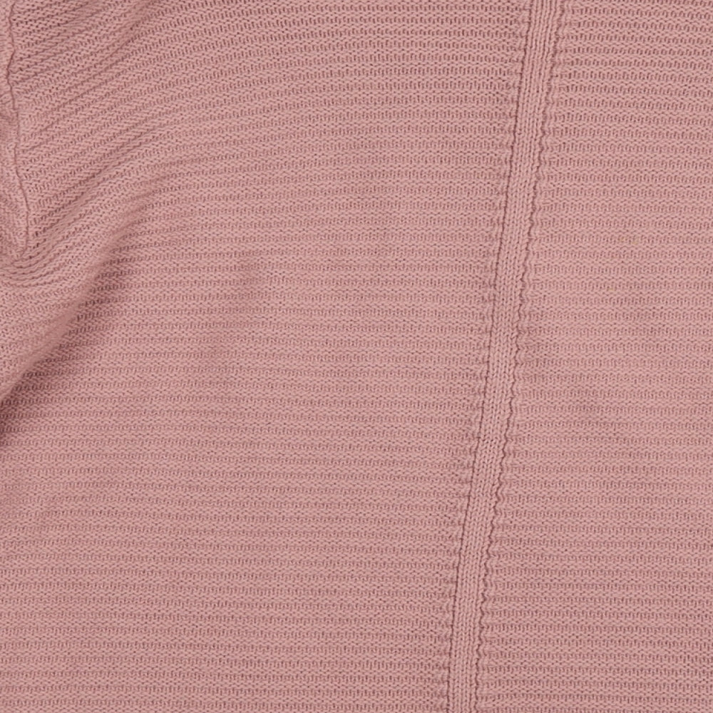 Bonmarché Womens Pink Round Neck Striped Acrylic Pullover Jumper Size 22