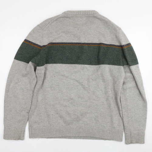 Marks and Spencer Mens Grey Round Neck Wool Pullover Jumper Size XL Long Sleeve
