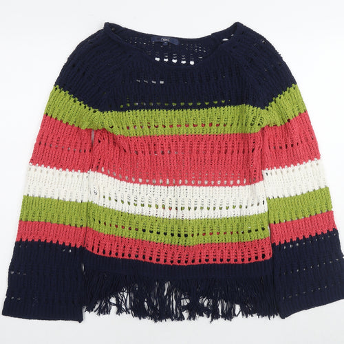 NEXT Womens Multicoloured Round Neck Striped Cotton Pullover Jumper Size XS