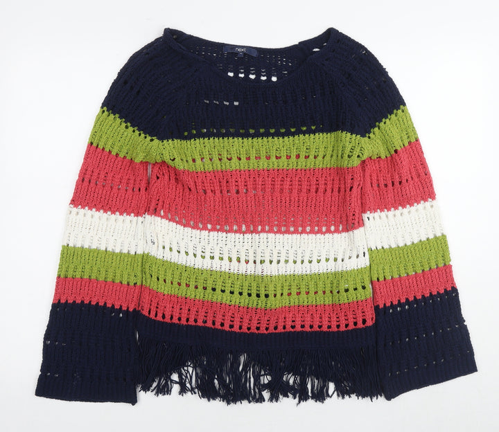 NEXT Womens Multicoloured Round Neck Striped Cotton Pullover Jumper Size XS