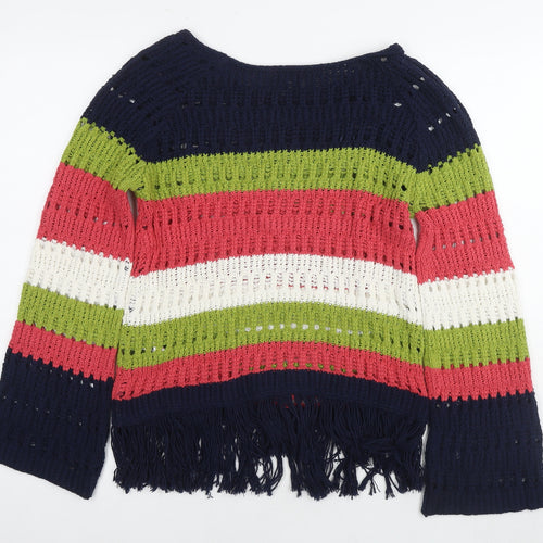 NEXT Womens Multicoloured Round Neck Striped Cotton Pullover Jumper Size XS