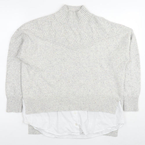 NEXT Womens Grey Round Neck Cotton Pullover Jumper Size M