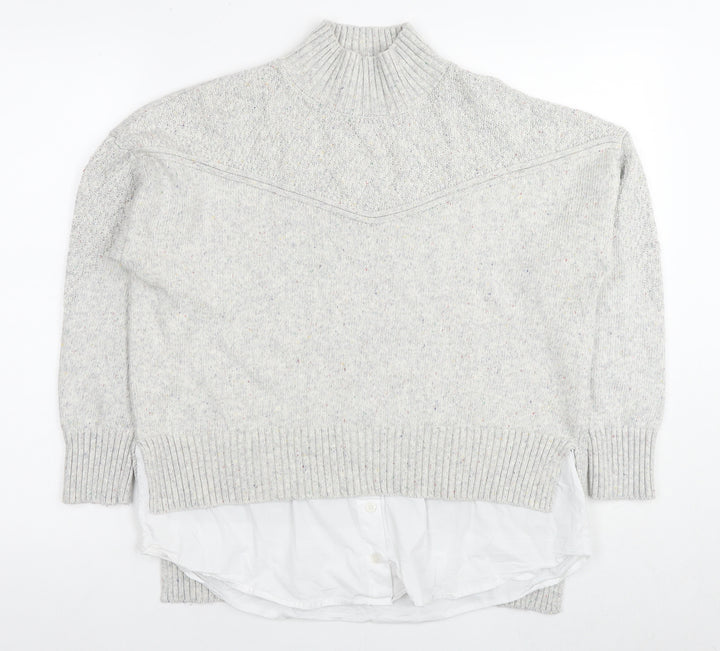 NEXT Womens Grey Round Neck Cotton Pullover Jumper Size M