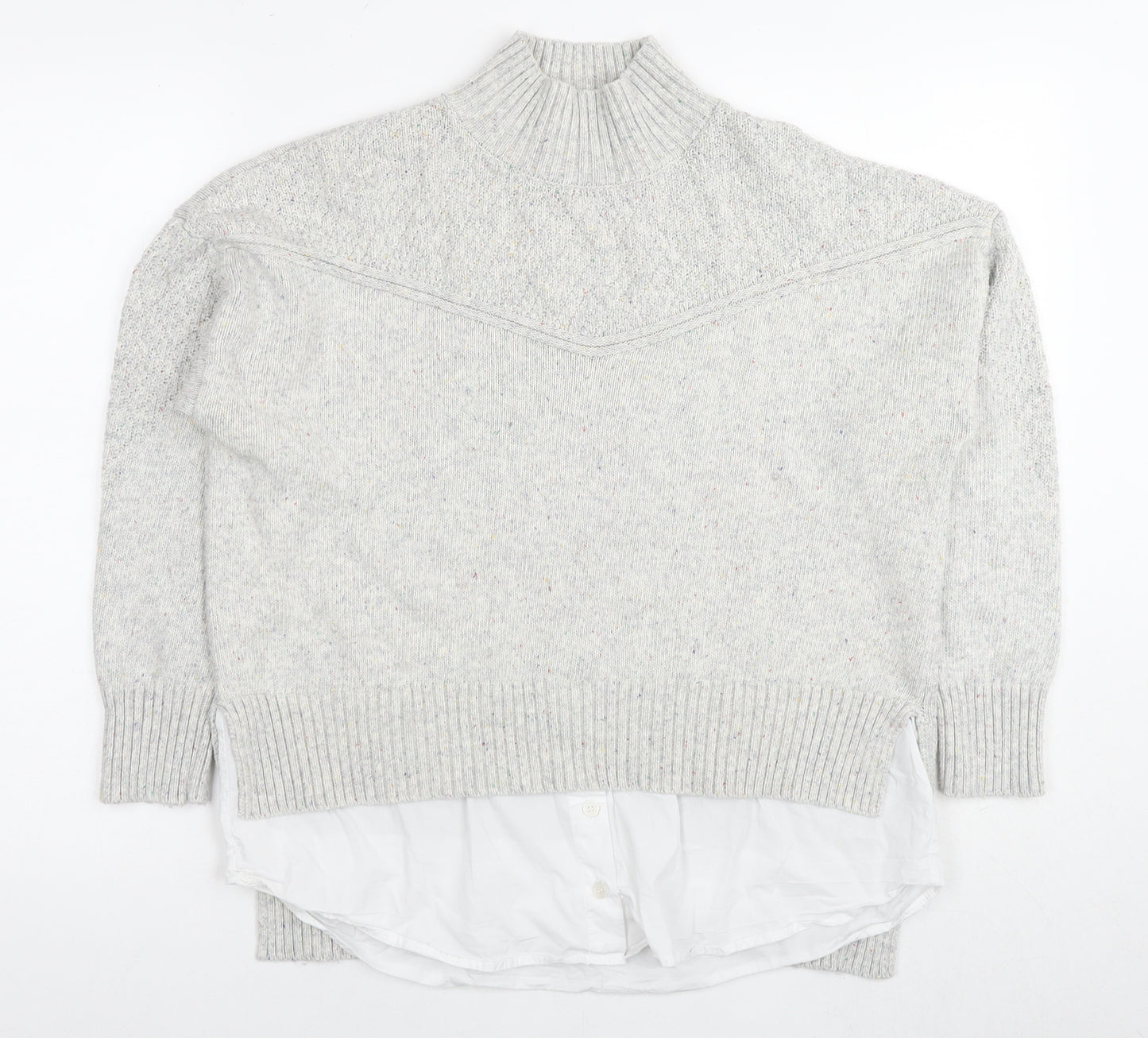 NEXT Womens Grey Round Neck Cotton Pullover Jumper Size M