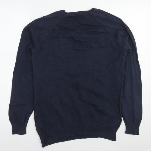 Threadbare Mens Blue Round Neck Cotton Pullover Jumper Size S Long Sleeve