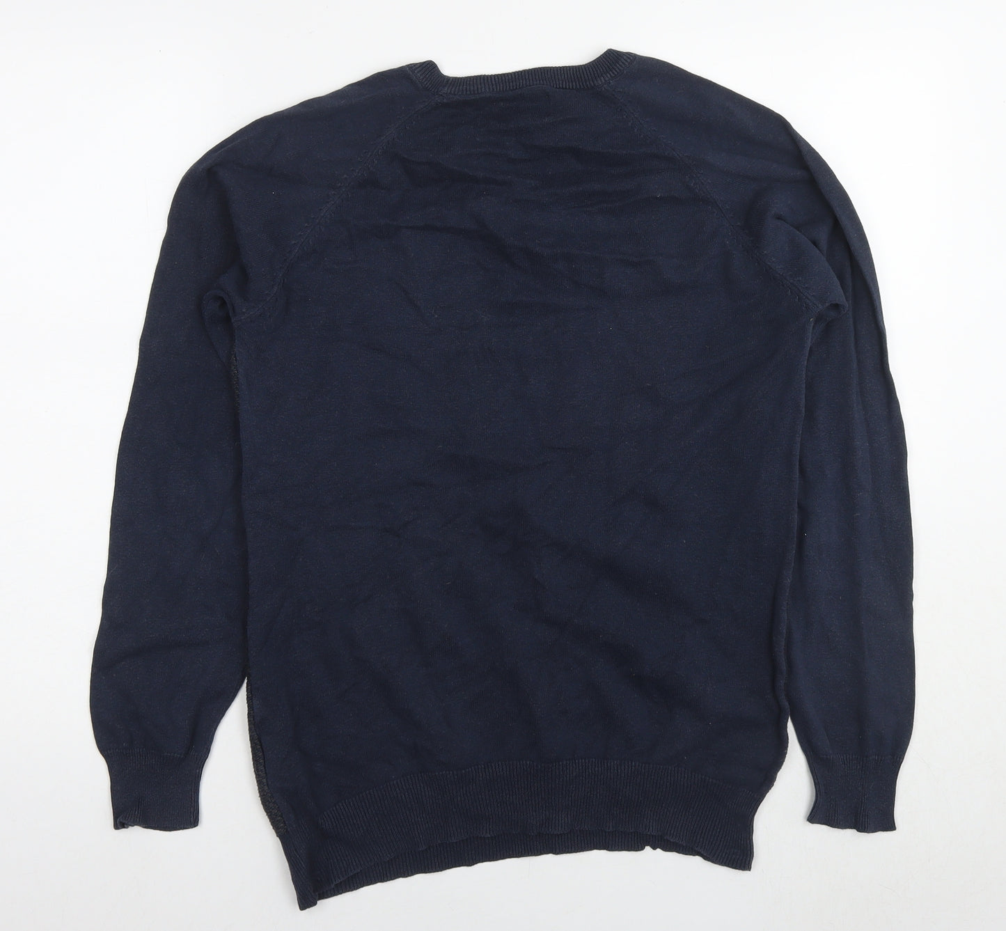 Threadbare Mens Blue Round Neck Cotton Pullover Jumper Size S Long Sleeve