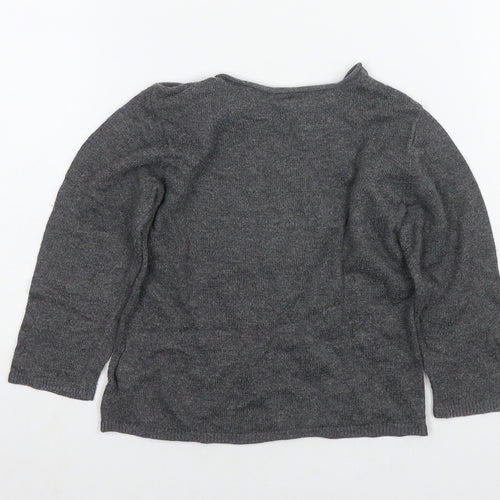 H&M Girls Grey Round Neck Polyamide Pullover Jumper Size 2 Years Pullover - Moon, Stars
