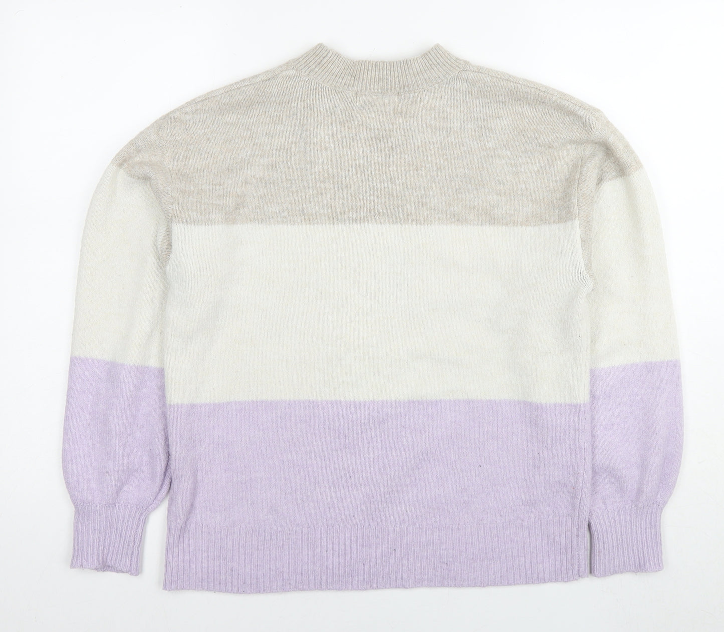 H&M Womens Multicoloured Round Neck Polyester Pullover Jumper Size S