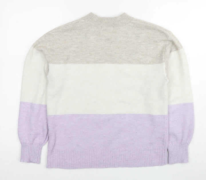 H&M Womens Multicoloured Round Neck Polyester Pullover Jumper Size S