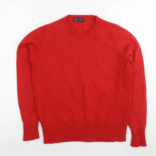 Marks and Spencer Womens Red Round Neck Wool Pullover Jumper Size 14