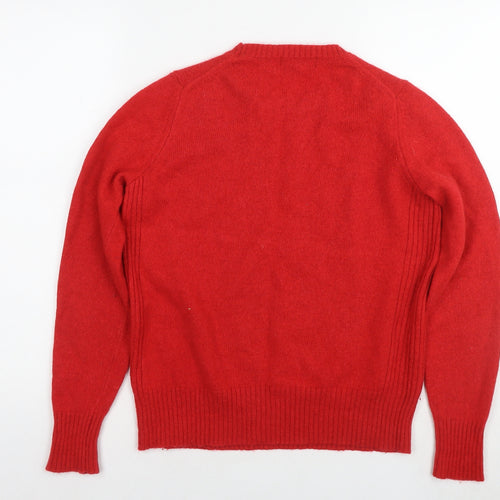 Marks and Spencer Womens Red Round Neck Wool Pullover Jumper Size 14