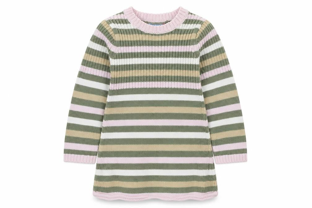 Topolino Girls Multicoloured Striped Cotton Tunic Jumper Size 18-24 Months Pullover
