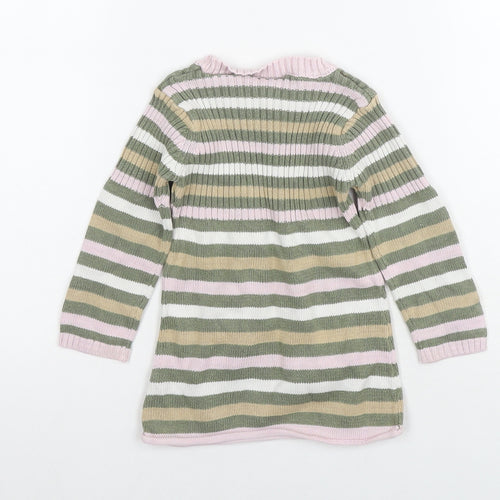 Topolino Girls Multicoloured Striped Cotton Tunic Jumper Size 18-24 Months Pullover