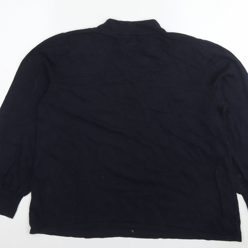 Monsoon Womens Blue Round Neck Cotton Pullover Jumper Size 16 - Flowers