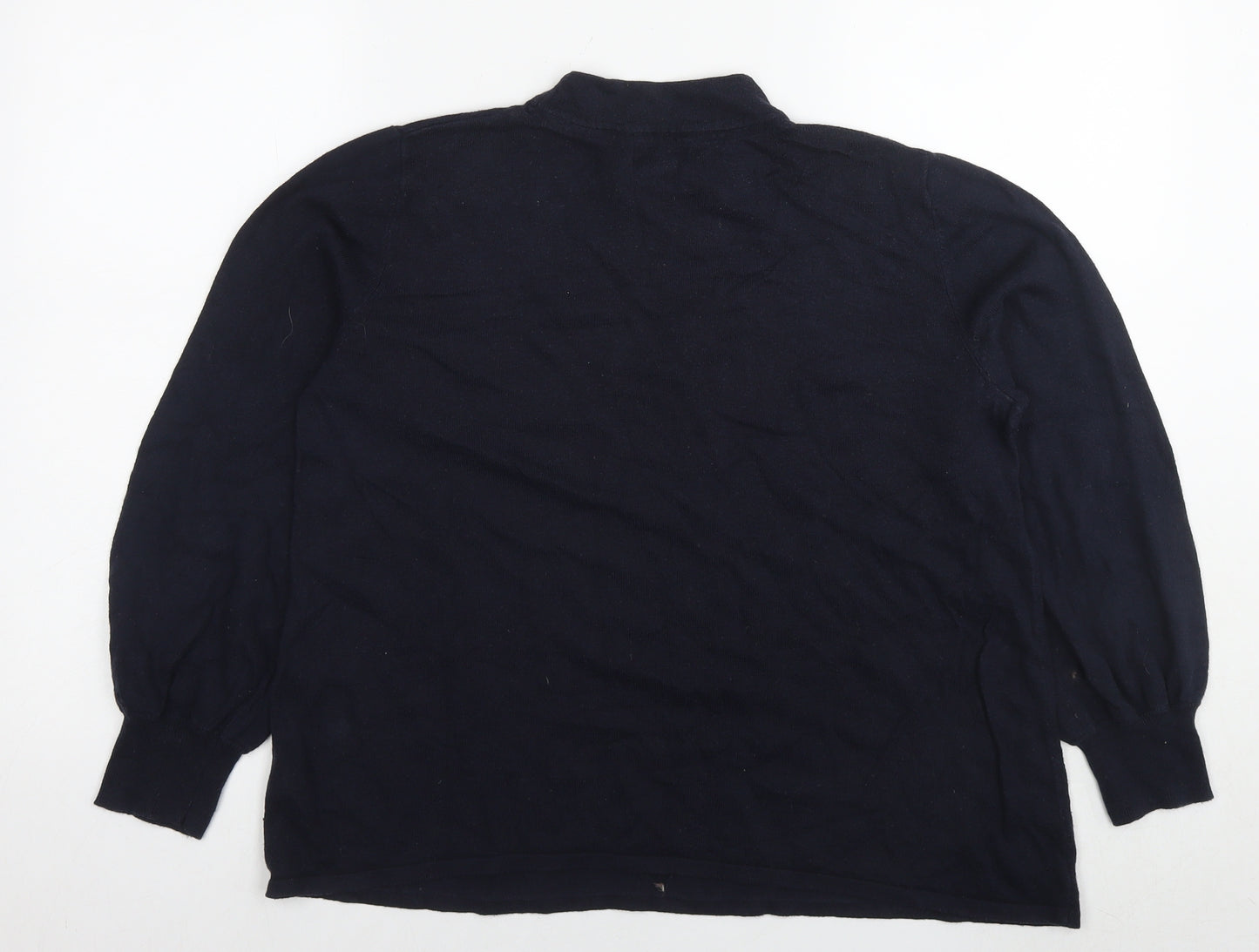 Monsoon Womens Blue Round Neck Cotton Pullover Jumper Size 16 - Flowers