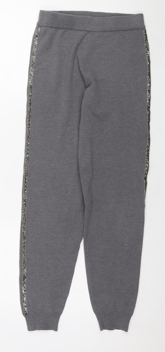 Very Girls Grey Polyester Pedal Pusher Trousers Size 11-12 Years L26 in Regular Pullover - Embellishment Detail