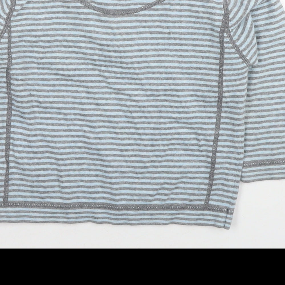 NEXT Boys Blue Round Neck Striped Cotton Pullover Jumper Size 3-4 Years Pullover