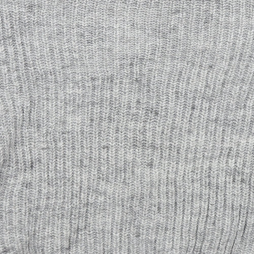 Reversed Womens Grey V-Neck Acrylic Pullover Jumper Size S