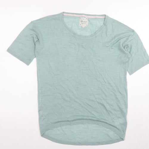 Mistral Womens Blue Acrylic Basic T-Shirt Size 10 Round Neck