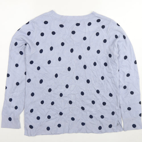 Marks and Spencer Womens Blue Round Neck Polka Dot Acrylic Pullover Jumper Size 14