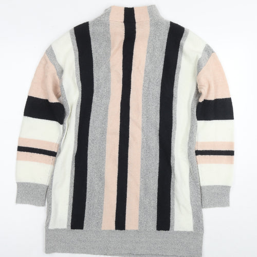 Wallis Womens Multicoloured Round Neck Striped Acrylic Tunic Jumper Size S