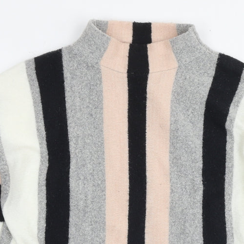 Wallis Womens Multicoloured Round Neck Striped Acrylic Tunic Jumper Size S
