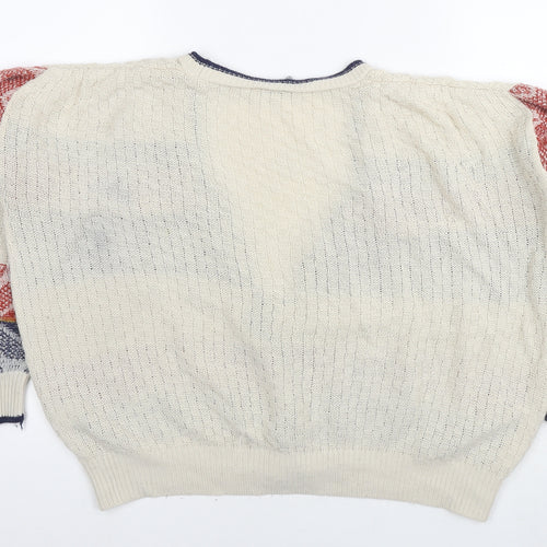 Sparkle & Fade Womens Multicoloured V-Neck Geometric Acrylic Cardigan Jumper Size S