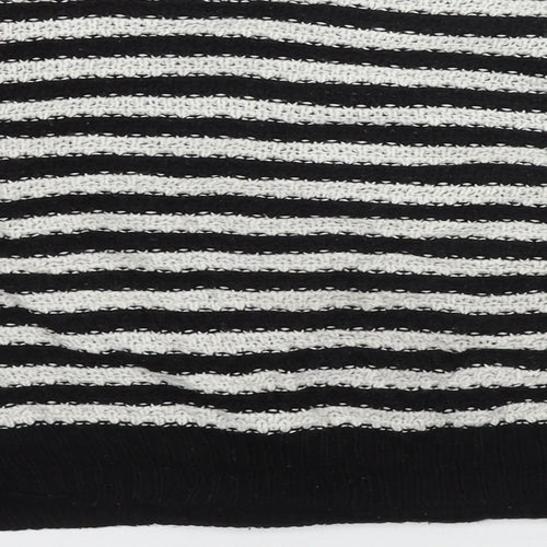 Cameo Rose Womens Black Round Neck Striped Acrylic Pullover Jumper Size M