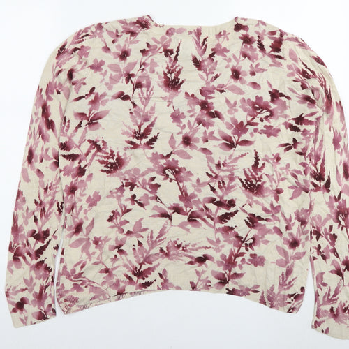 Maine Womens Multicoloured Round Neck Floral Acrylic Pullover Jumper Size 12