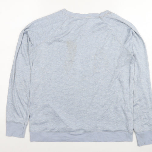 Jaclyn Intimates Womens Blue Round Neck Polyester Pullover Jumper Size M