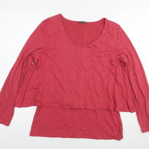 Patra Womens Pink Bamboo Basic Blouse Size XL Round Neck