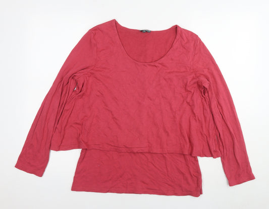 Patra Womens Pink Bamboo Basic Blouse Size XL Round Neck