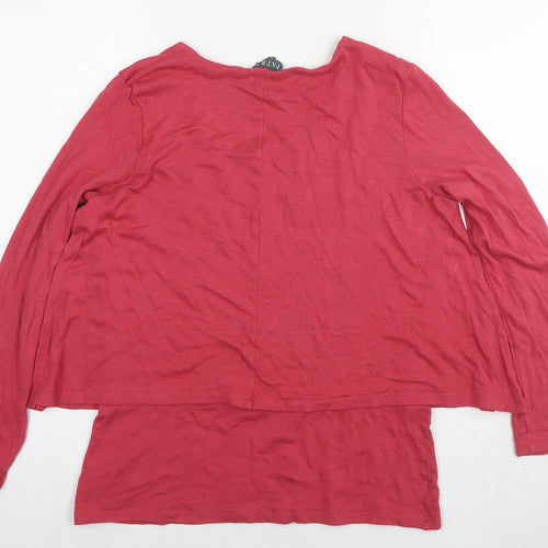 Patra Womens Pink Bamboo Basic Blouse Size XL Round Neck