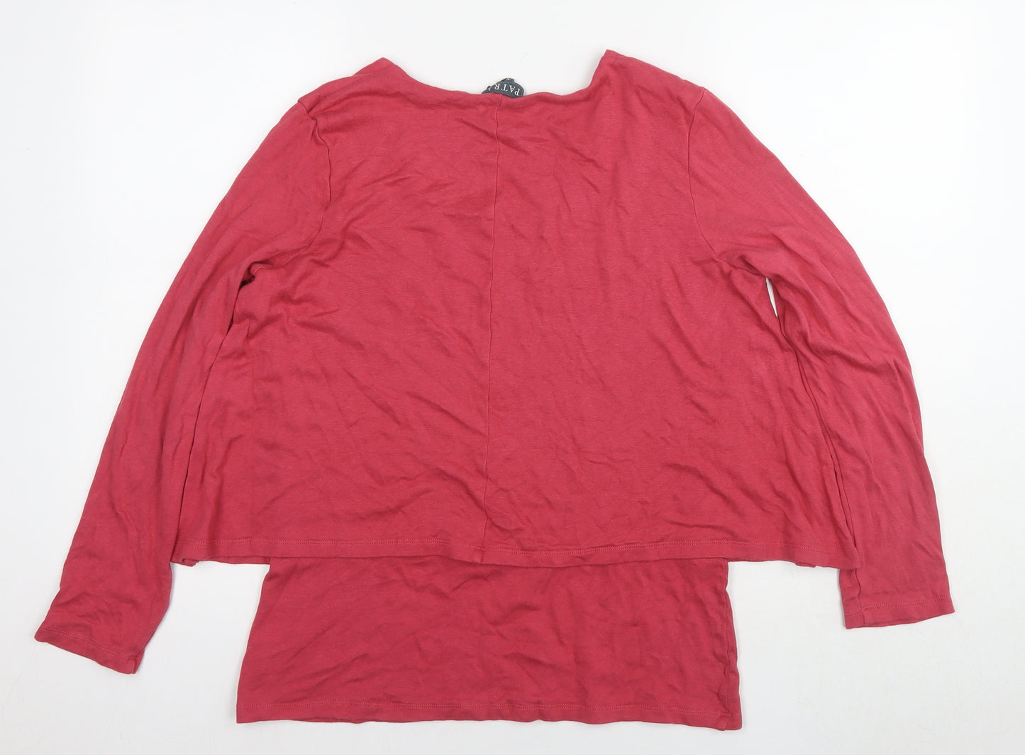 Patra Womens Pink Bamboo Basic Blouse Size XL Round Neck