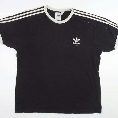 adidas Mens Black Cotton T-Shirt Size XL Round Neck